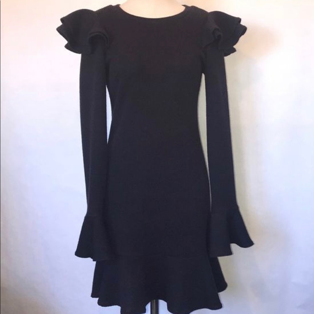 SAYLOR Black ruffle sweater dress. Size M. New!